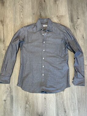 Salvatore Piccolo Napoli Navy Striped Button Down Shirt | Size M | 100% Cotton